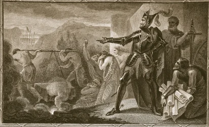 Edward I verwijdert de steen van Scone, gegraveerd door Neagle, illustratie uit David Hume