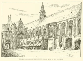Les Jacobins, Dominicaner Priorij, Parijs, tijd van St. Ignatius (gravure)