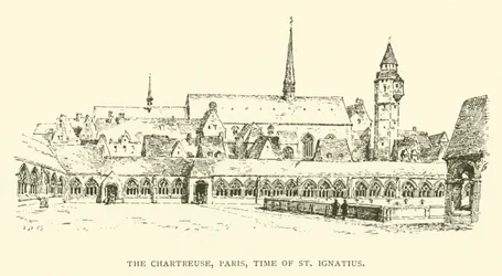De Chartreuse, Parijs, tijd van St. Ignatius (gravure)