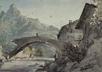 Brug bij Sallanches en de Aiguille de Varens