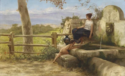 Bij de fontein
