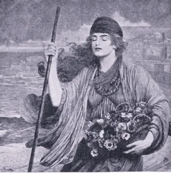 Nydia het blinde meisje van Pompeii, illustratie uit De Wereldbibliotheek van Beste Boeken, ca. 1940