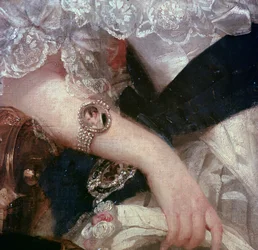 Detail van een portret van koningin Victoria