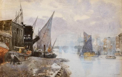 Scheepvaart op de Theems bij Bankside, ca. 1884