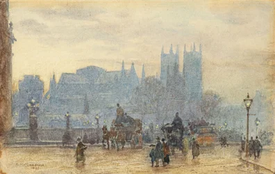 Westminster Abbey vanaf Westminster Bridge 1892