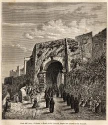 Een religieuze processie bij de Porta dell