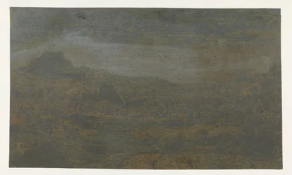 Vallei met een rivier en een stad met vier torens