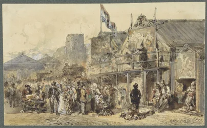 Kermis te Leeuwarden, de Oldenhove in het verschiet