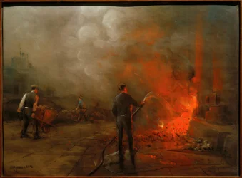 Arbeiders die cokes lossen in een fabriek