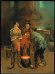 Arbeiders in gesprek bij het afsteken