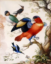 Vier vogels in hout