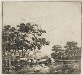 De rivier in het bos, plaat drie uit Set landschappen