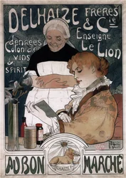 Reclameposter voor de Delhaize Frères & Cie Biscuits, 1900