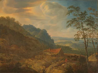 Bergachtig landschap met boerderij