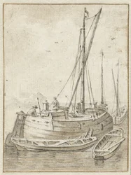 Schuit met twee roeibootjes