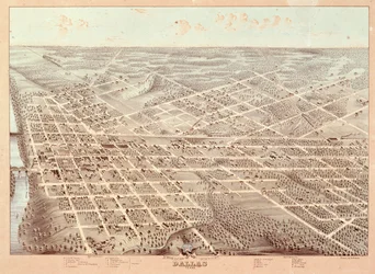 Straatkaart van Dallas, Texas, 1872