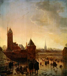 Schaatsen voor de stadsmuren van Utrecht