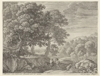 Heilige familie met ezel en cherubijnen