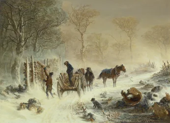 Hout Laden in de Sneeuw