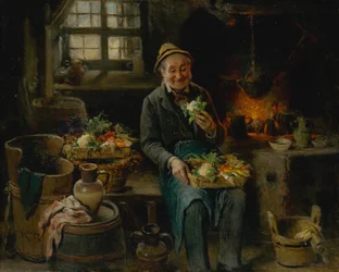 Oude man in de keuken, 1875