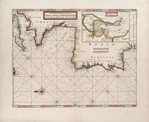 Een kaart van de kust van Engeland tot de Straat