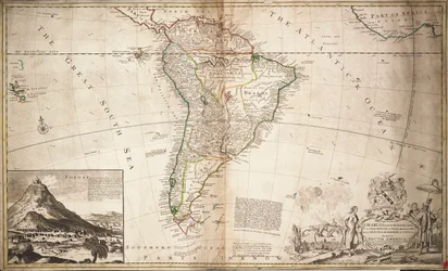 Kaart van Zuid-Amerika, ca. 1715