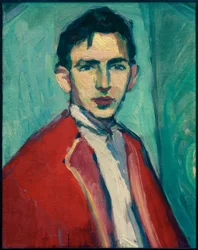 Zelfportret met rode jas