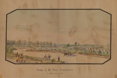 Kamp van de vredescommissarissen bij Medicine Lodge Creek, 1867