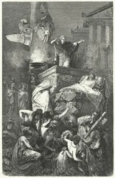 Augustus houdt de redevoering bij de begrafenis van zijn neef Marcellus, 23 v.Chr.