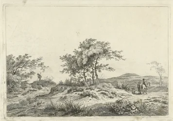 Landschap met ruiter en voetganger