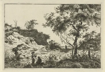 Landschap met vrouw met hoed