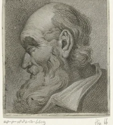 Portret van een grijsaard, en profil