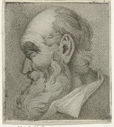 Portret van een grijsaard, en profil