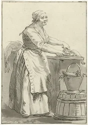 Vis schoonmakende vrouw