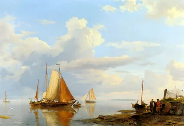 Figuren die aan land komen bij windstilte / Scheepvaart bij windstilte