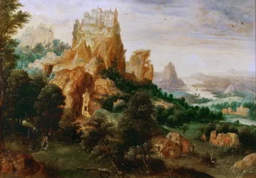 Landschap met de gelijkenis van de barmhartige Samaritaan