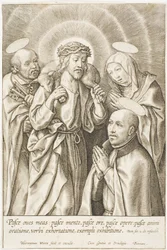 Ignatius van Loyola knielend voor Christus, de Maagd en Petrus