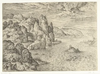 Kustlandschap met Hero en Leander (Landschappen met bijbelse en mythologische scènes)