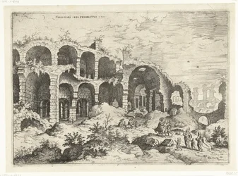 Derde gezicht op het Colosseum te Rome Romeinse ruïnes