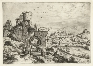 Gezicht van de Palatijn op de Thermen van Caracalla Rvinarvm palatii maioris prospectvs 4 Romeinse ruïnes (serie)
