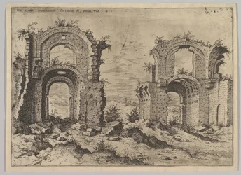Tweede uitzicht op de baden van Diocletianus, uit de set Romeinse ruïnes, 1550