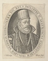 Phillip II van Spanje, laat 16e-begin 17e eeuw (gravure)