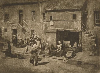 [Women and Children Baiting the Lines, Fishergate, St Andrews].