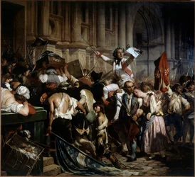 Franse Revolutie: „De veroveraars van de Bastille voor het Hôtel de Ville van Parijs in 1789” door Hippolyte Delaroche (1797-1856), 1839