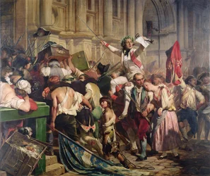 De veroveraars van de Bastille voor het Hôtel de Ville in 1789, 1839