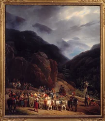 De terugkeer van de slag bij Marignan. Legers van Francois I keren terug van Marignan op 14/09/1515