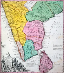 Kaart van het Indiase Schiereiland, 1733