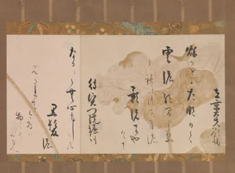 Twee gedichten uit Honderd gedichten van honderd dichters Ogura hyakunin isshu, ca. 1615-20