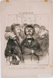 Parijzenaars in 1852: Onderzoek naar het nieuwe plafond...Door Delacroix