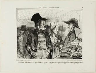 "- Zeg eens, beste man, is dit het buffet... het ziet er heel smakelijk uit, ik zou wel iets.... lusten," bord 19 van L